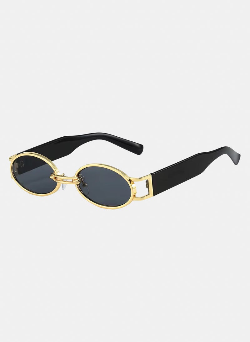 korico Altra Black X Gold Semi Rimless Oval Sunglasses - Image 1